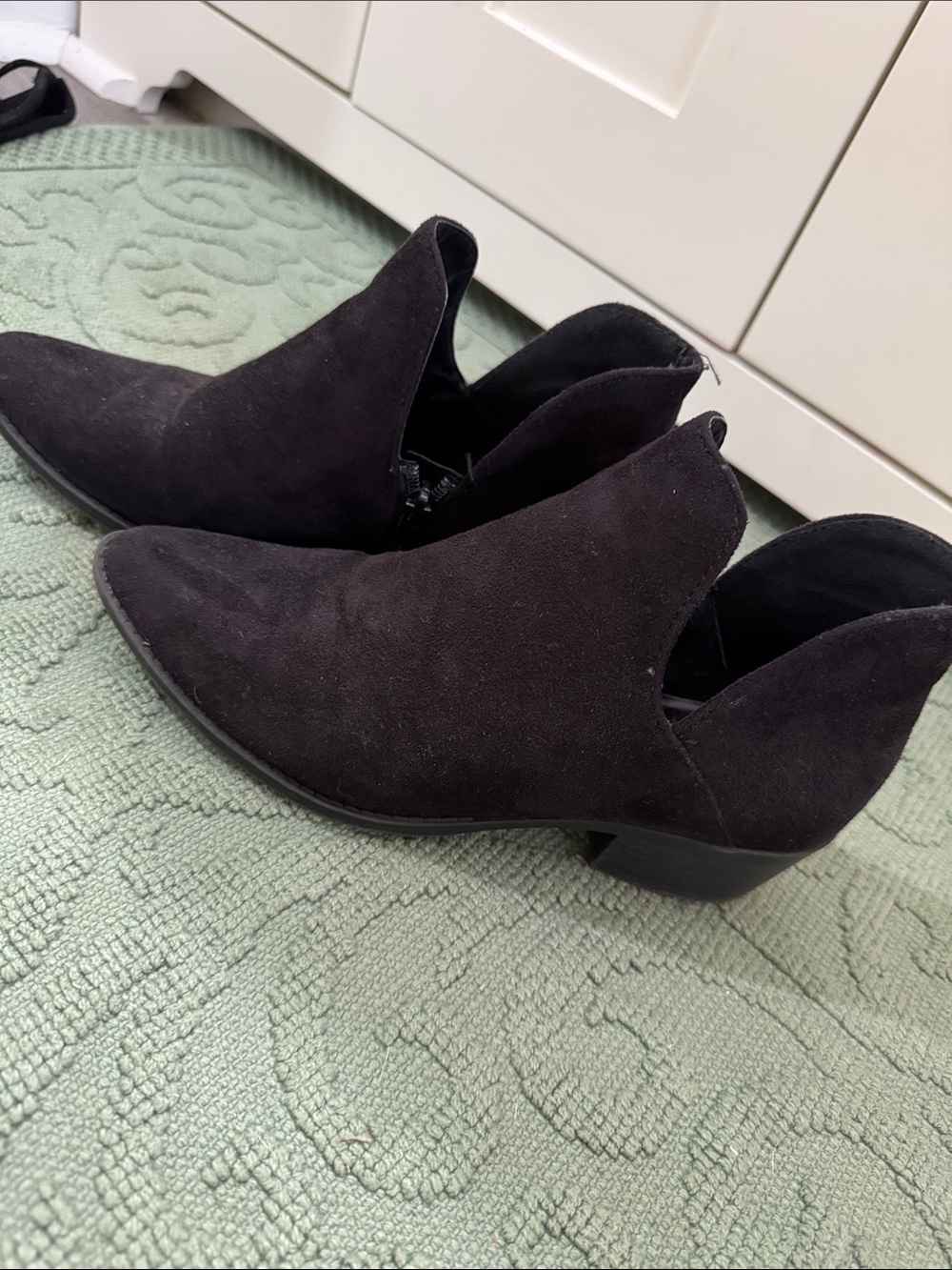 Soda Black Suede Pointed Toe Ankle Booties
